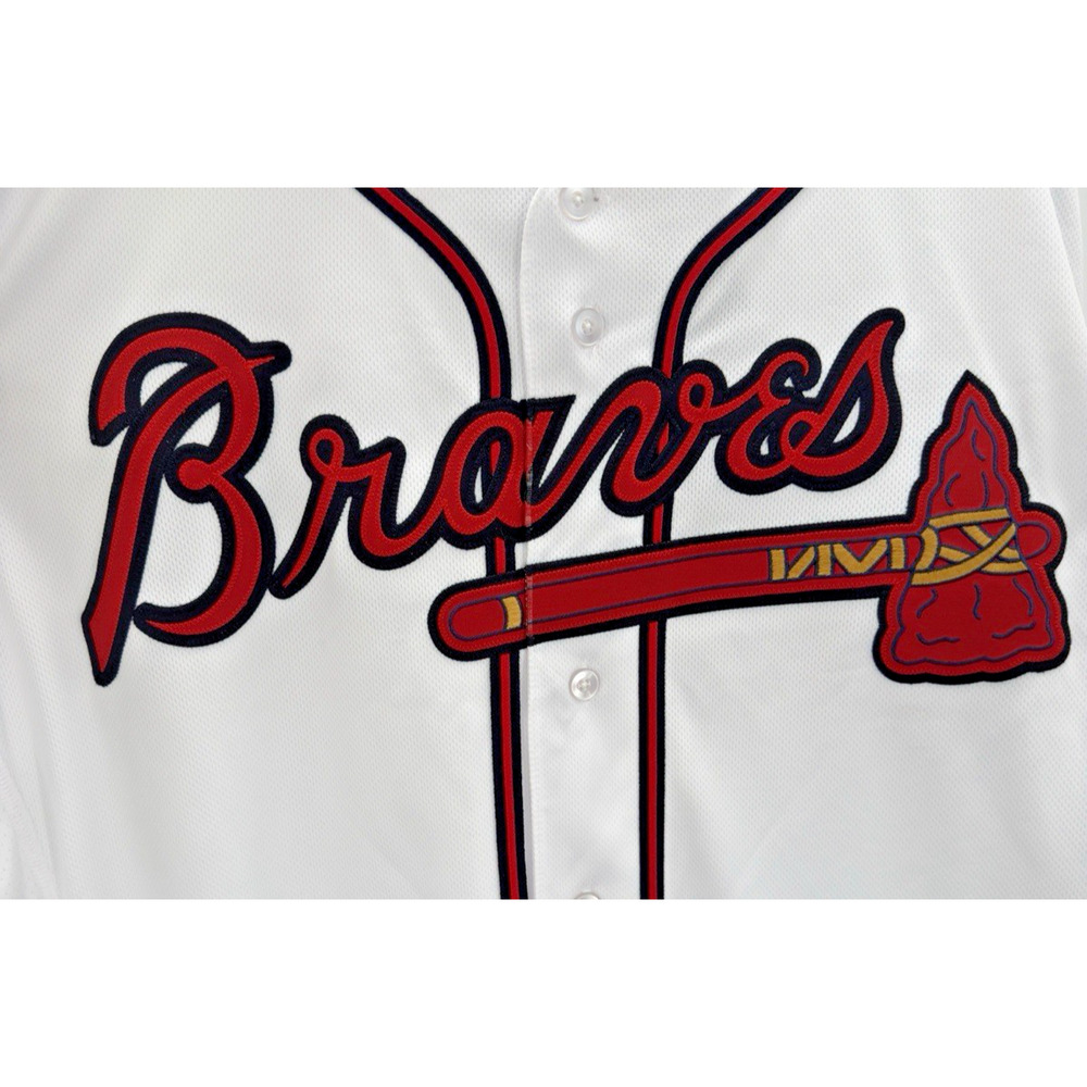 Atlanta Braves Majestic Jersey White Turner Field Final Season Men's Size 48 New - Picture 5 of 9